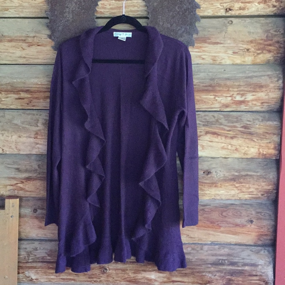 Vintage Susie purple flouncy ruffle cardigan